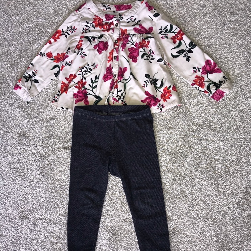 Old navy floral top + legging outfit